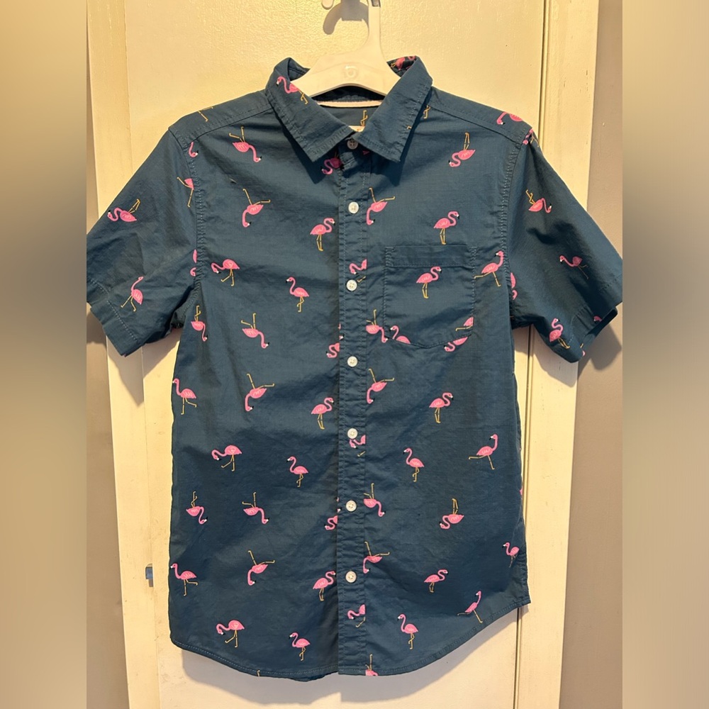 Boys flamingo s/s button down